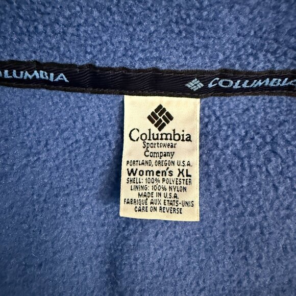 Columbia Plush Fleece Full Zip Jacket Blue With Zip Pockets Made in USA Size XL - Picture 3 of 11